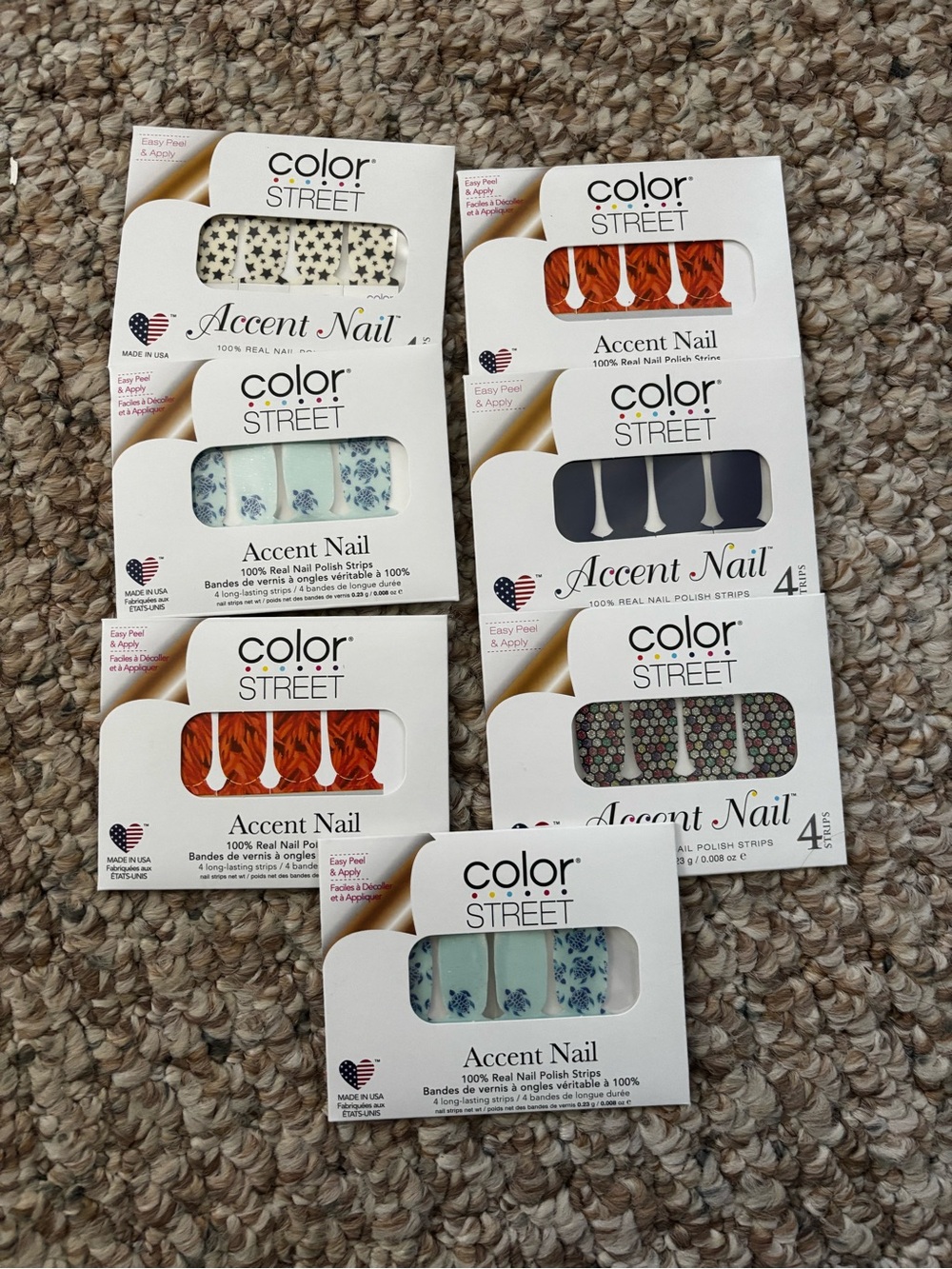 7 packs- Color Street Accent Nail Strips Multi-Color Floral & Patterned Sets